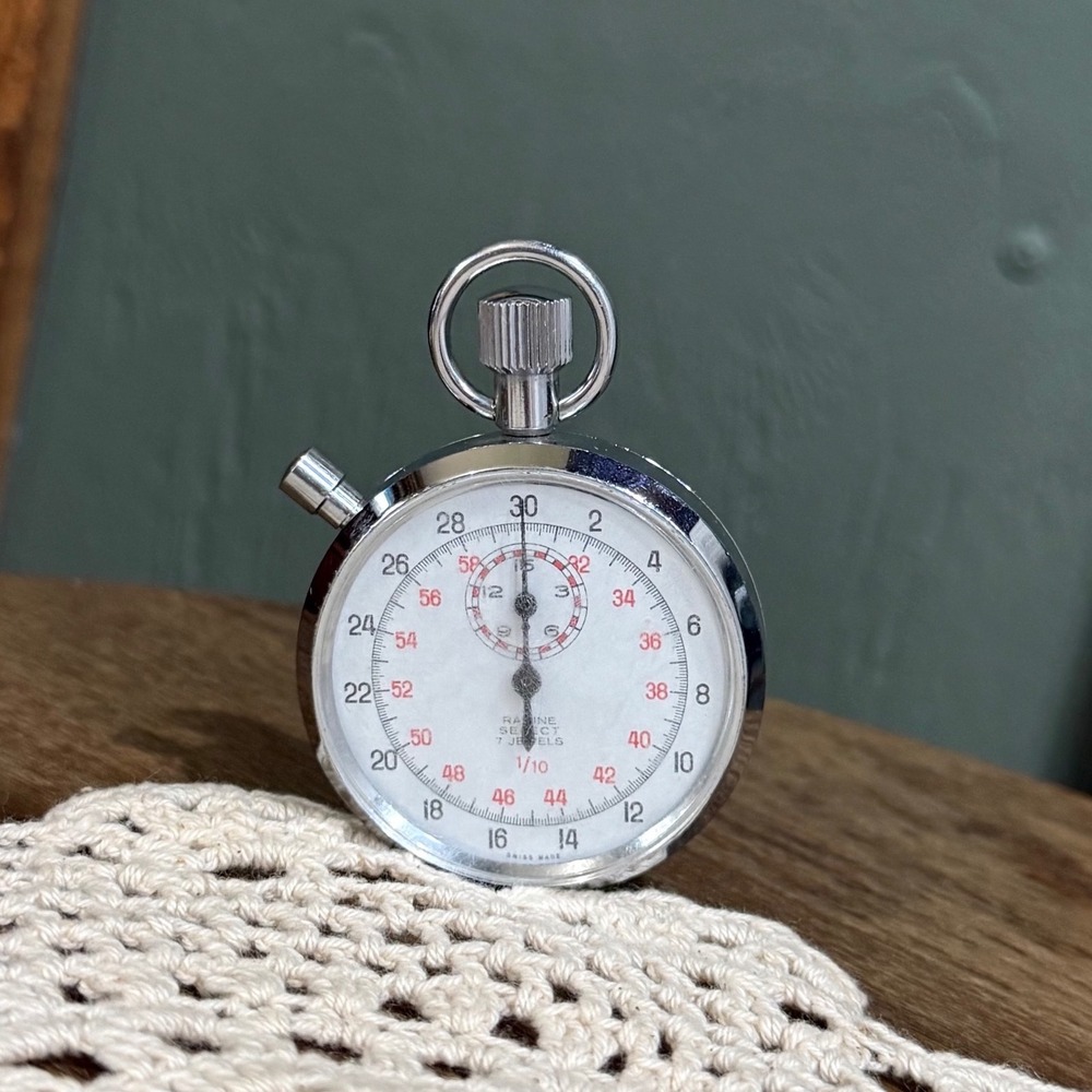 Vintage Racine Select Stopwatch 7 Jewel 1/10 Swiss Made Mechanical Timer Works‎